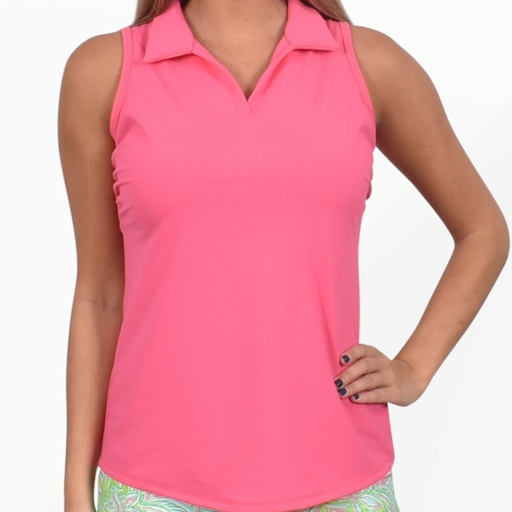 Pebble Beach Placket Top UPF50-Flamigo